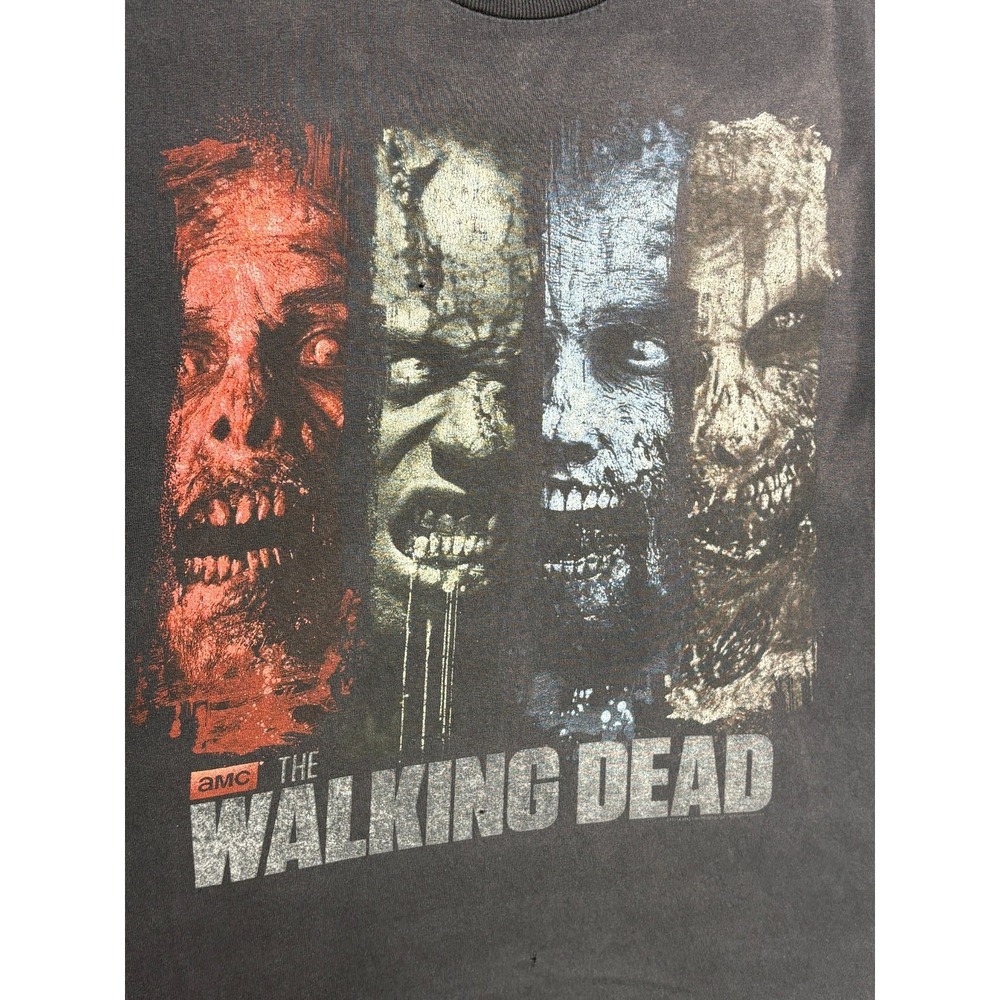 AMC The Walking Dead Zombie T-Shirt Mens Black Show Horror Graphic Large Vintage